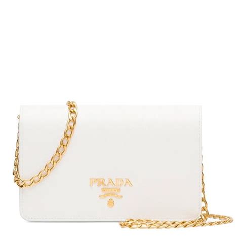 prada white bag with gold chain|Prada over the shoulder bag.